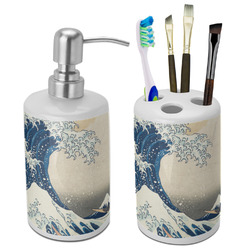 Great Wave off Kanagawa Ceramic Bathroom Accessories Set
