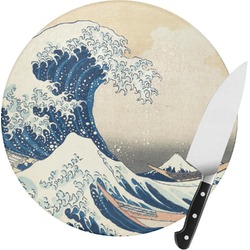 Great Wave off Kanagawa Round Glass Cutting Board - Medium