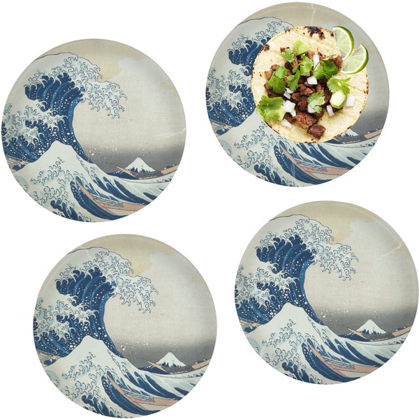 Custom Great Wave off Kanagawa Set of 4 Glass Lunch / Dinner Plate 10"