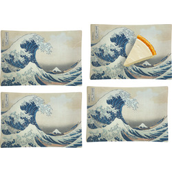 Great Wave off Kanagawa Set of 4 Glass Rectangular Appetizer / Dessert Plate