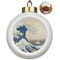 Great Wave off Kanagawa Ceramic Christmas Ornament - Poinsettias (Front View)