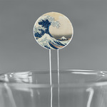 Great Wave off Kanagawa 7" Round Plastic Stir Sticks - Clear