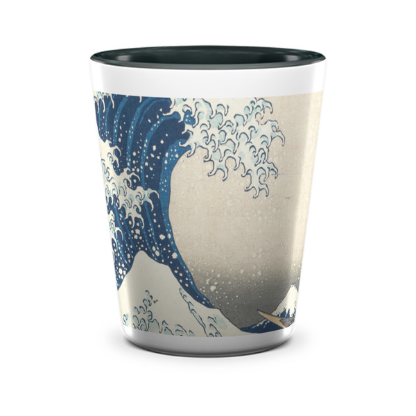 Custom Great Wave off Kanagawa Ceramic Shot Glass - 1.5 oz - Two Tone - Set of 4