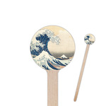 Great Wave off Kanagawa 6" Round Wooden Stir Sticks - Single Sided