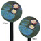 Water Lilies #2 Black Plastic 5.5" Stir Stick - Double Sided - Round - Front & Back