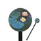 Water Lilies #2 Black Plastic 5.5" Stir Stick - Round - Closeup