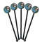 Water Lilies #2 Black Plastic 5.5" Stir Stick - Round - Fan View