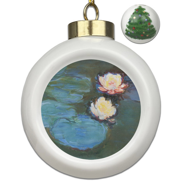 Custom Water Lilies #2 Ceramic Ball Ornament - Christmas Tree