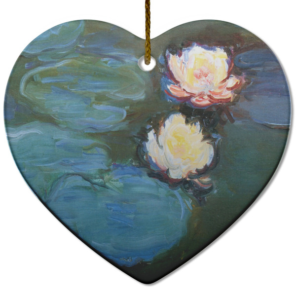 Custom Water Lilies #2 Heart Ceramic Ornament