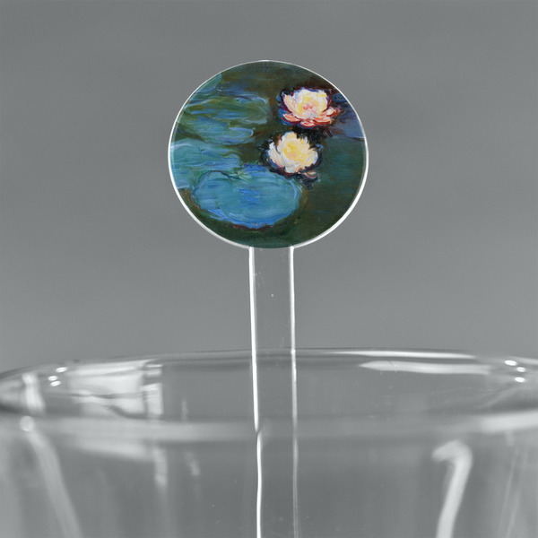 Custom Water Lilies #2 7" Round Plastic Stir Sticks - Clear