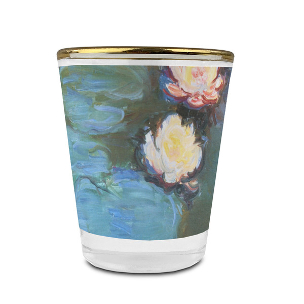 Custom Water Lilies #2 Glass Shot Glass - 1.5 oz - with Gold Rim - Single