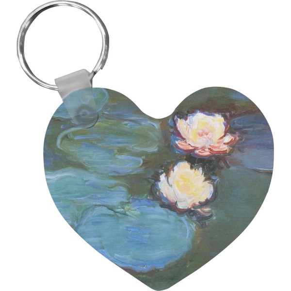 Custom Water Lilies #2 Heart Plastic Keychain