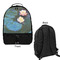 Water Lilies #2 Large Backpack - Black - Front & Back View