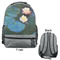 Water Lilies #2 Large Backpack - Gray - Front & Back View