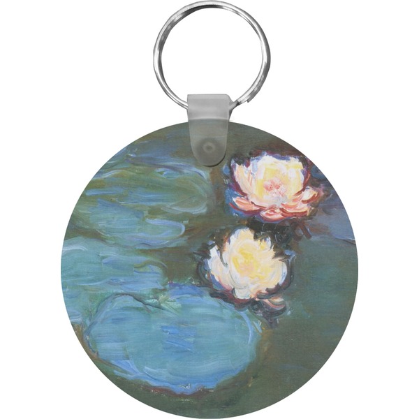 Custom Water Lilies #2 Round Plastic Keychain