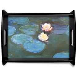 Water Lilies #2 Black Wooden Tray - Large