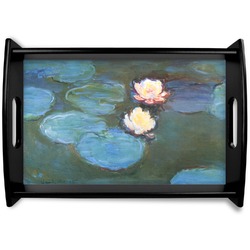Water Lilies #2 Black Wooden Tray - Small