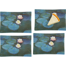 Water Lilies #2 Set of 4 Glass Rectangular Appetizer / Dessert Plate