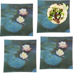 Water Lilies #2 Set of 4 Glass Square Lunch / Dinner Plate 9.5"