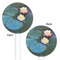 Water Lilies #2 White Plastic 5.5" Stir Stick - Double Sided - Round - Front & Back