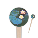 Water Lilies #2 4" Round Wooden Food Picks - Double Sided