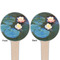 Water Lilies #2 Wooden 4" Food Pick - Round - Double Sided - Front & Back