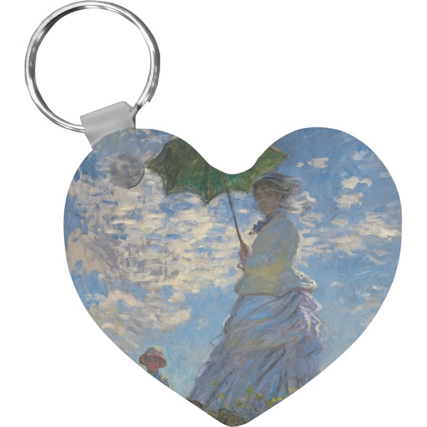 Custom Promenade Woman by Claude Monet Heart Plastic Keychain