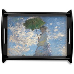 Promenade Woman by Claude Monet Black Wooden Tray - Large