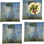 Promenade Woman by Claude Monet Set of 4 Glass Square Lunch / Dinner Plate 9.5"