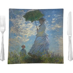 Promenade Woman by Claude Monet 9.5" Glass Square Lunch / Dinner Plate- Single or Set of 4