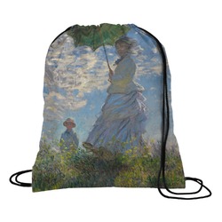 Promenade Woman by Claude Monet Drawstring Backpack - Medium