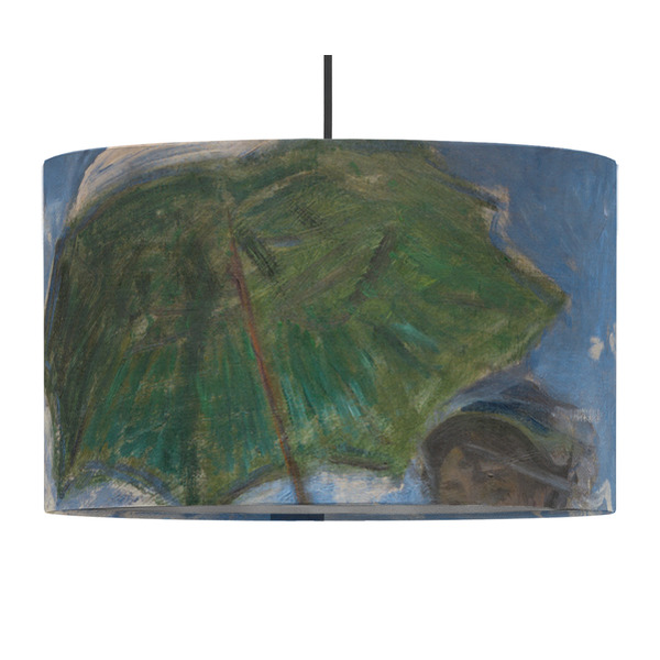 Custom Promenade Woman by Claude Monet 12" Drum Pendant Lamp - Fabric