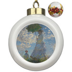 Promenade Woman by Claude Monet Ceramic Ball Ornaments - Poinsettia Garland