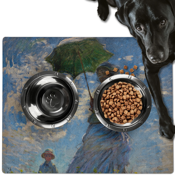 Custom Promenade Woman by Claude Monet Dog Food Mat - Large