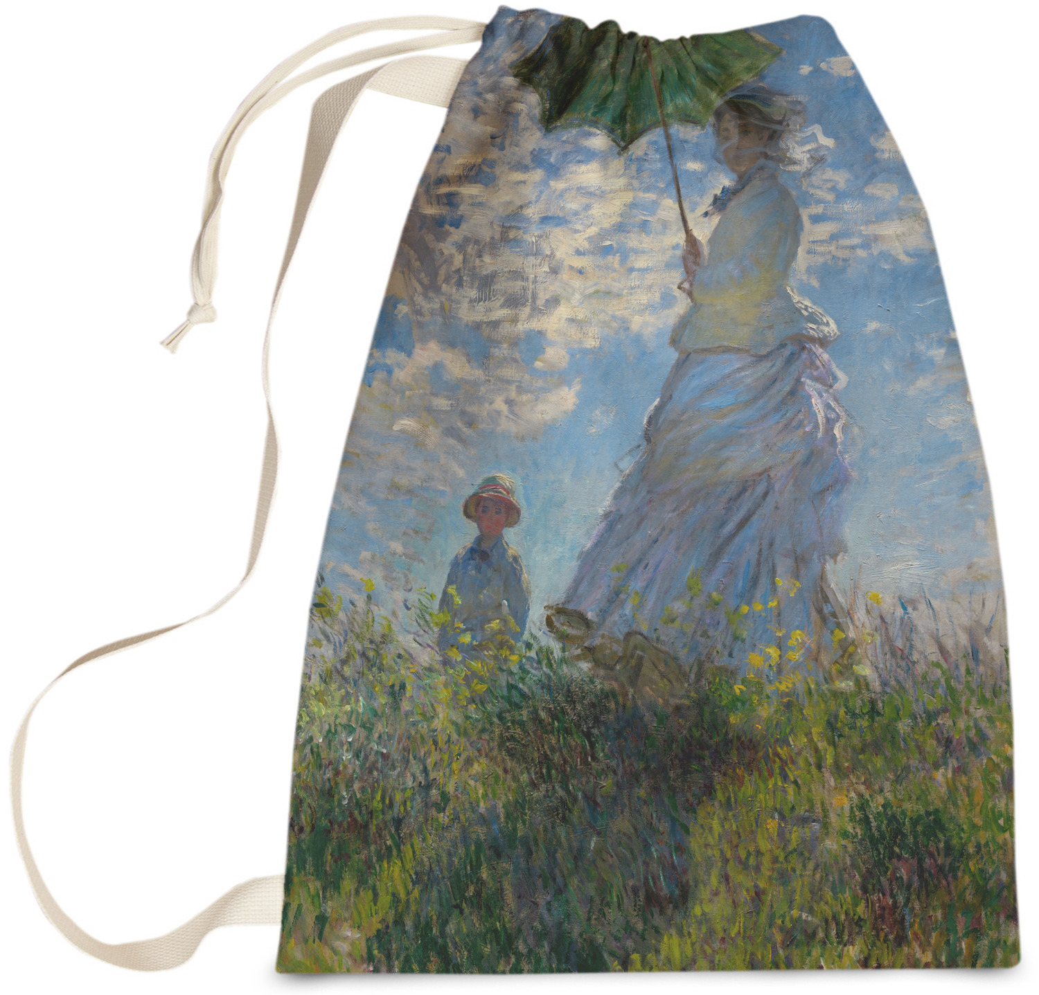 Custom Promenade Woman by Claude Monet Reusable Cotton Grocery Bag