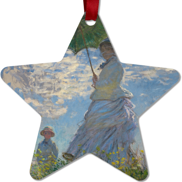 Custom Promenade Woman by Claude Monet Metal Star Ornament - Double Sided