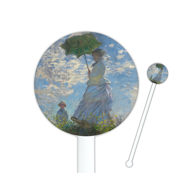 Custom Promenade Woman by Claude Monet 5.5" Round Plastic Stir Sticks - White - Double Sided