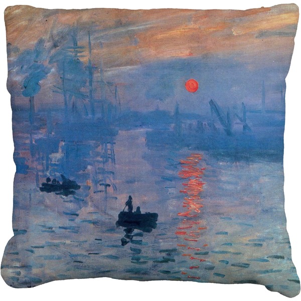 Custom Impression Sunrise by Claude Monet Faux-Linen Throw Pillow 20"