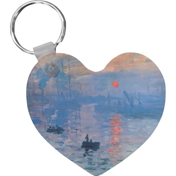 Custom Impression Sunrise by Claude Monet Heart Plastic Keychain