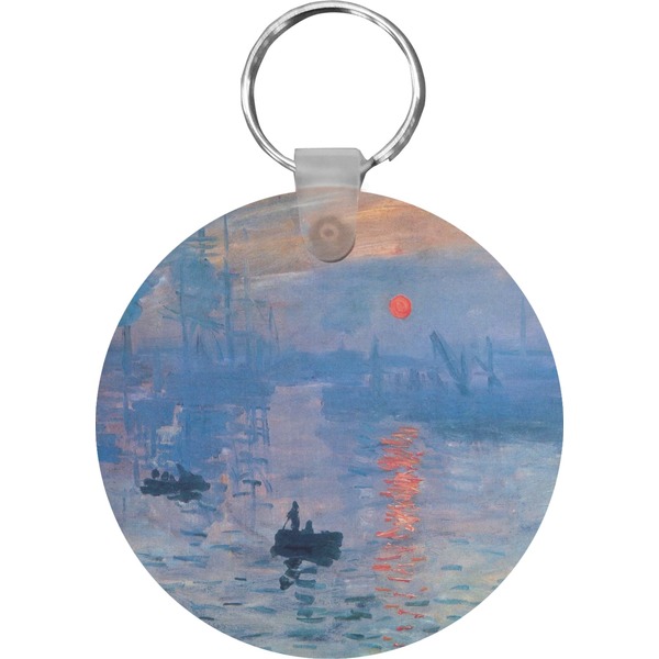 Custom Impression Sunrise by Claude Monet Round Plastic Keychain