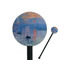 Impression Sunrise by Claude Monet Black Plastic 5.5" Stir Stick - Round - Closeup