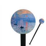 Impression Sunrise by Claude Monet 7" Round Plastic Stir Sticks - Black - Single Sided