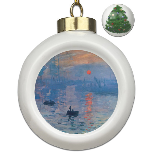 Custom Impression Sunrise by Claude Monet Ceramic Ball Ornament - Christmas Tree