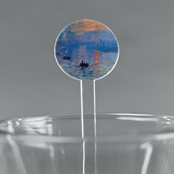 Custom Impression Sunrise by Claude Monet 7" Round Plastic Stir Sticks - Clear