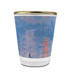 Impression Sunrise by Claude Monet Glass Shot Glass - 1.5 oz - with Gold Rim - Set of 4