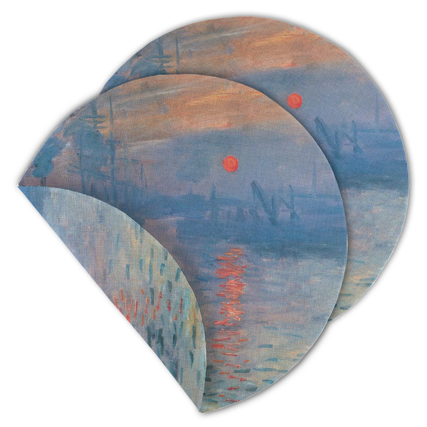 Custom Impression Sunrise by Claude Monet Round Linen Placemat - Double Sided - Set of 4