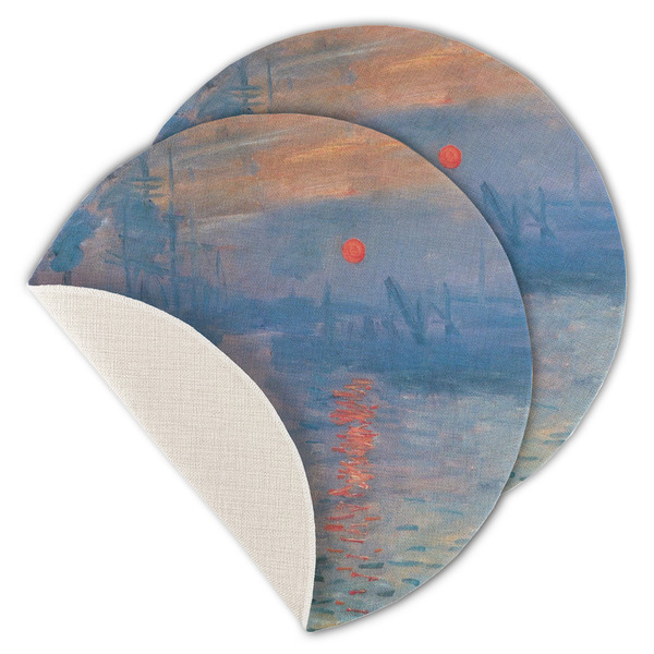 Custom Impression Sunrise by Claude Monet Round Linen Placemat - Single Sided - Set of 4