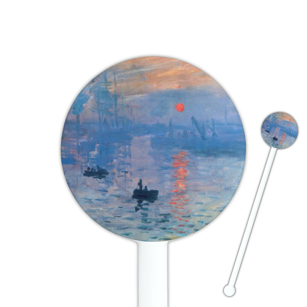 Custom Impression Sunrise by Claude Monet 5.5" Round Plastic Stir Sticks - White - Double Sided