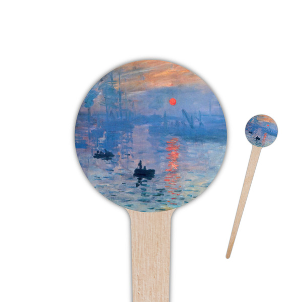 Custom Impression Sunrise by Claude Monet 4" Round Wooden Food Picks - Double Sided