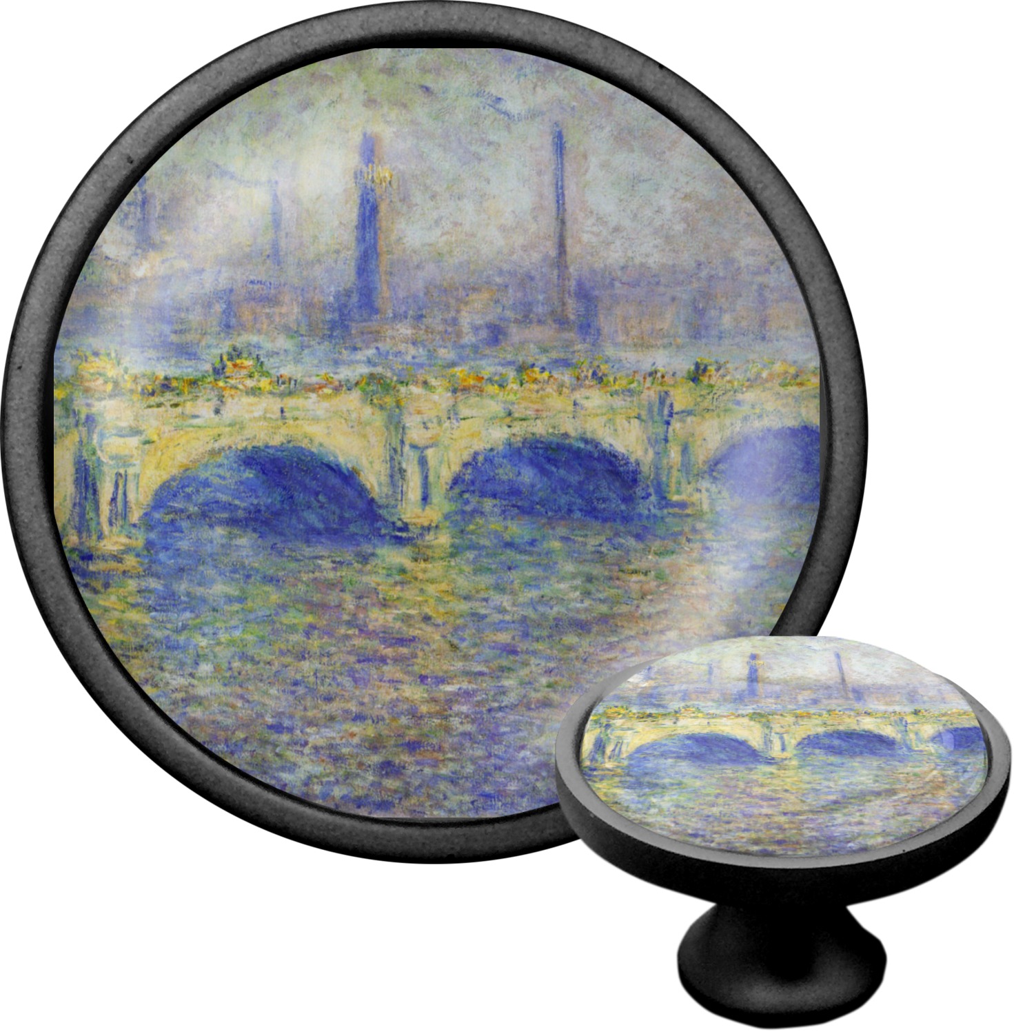 Waterloo Bridge By Claude Monet Cabinet Knob Black Youcustomizeit